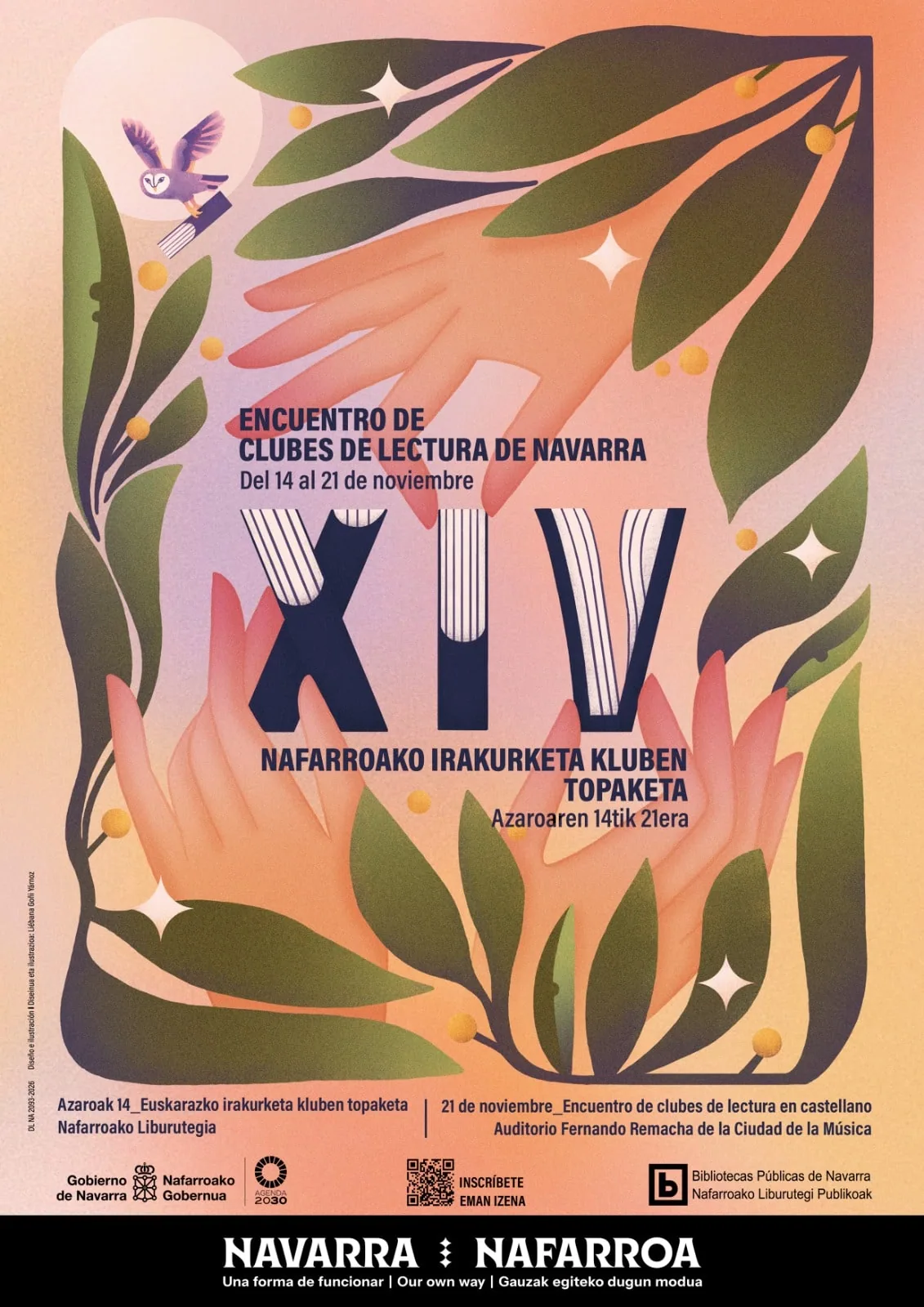 Cartel del XIV Encuentro de Clubes de Lectura de Navarra